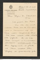 Nachlass Franz Steindachner, Brief von Oscar de Beaux an Franz Steindachner (29.12.1910), Inv.Nr. 100.04, Seite 1